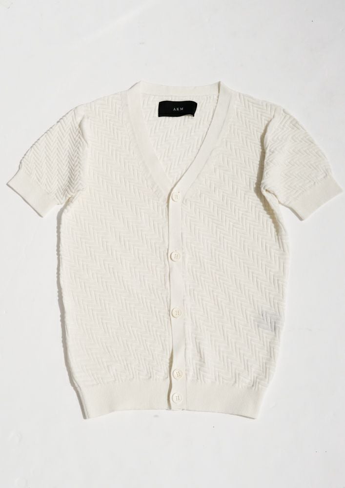 AKM】SPRAY DYE S/S CARDIGAN -WHITE- | AKM［エイケイエム］公式
