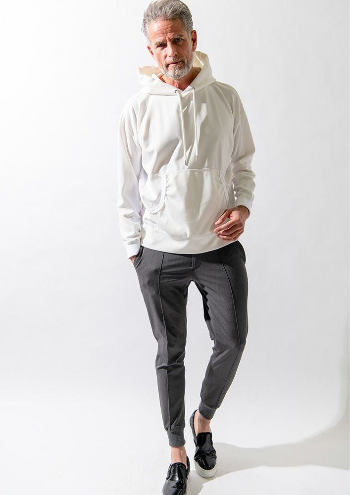 AKM】MELANGE TWILL 2WAY RIB SLACKS -GRAY- | AKM［エイケイエム