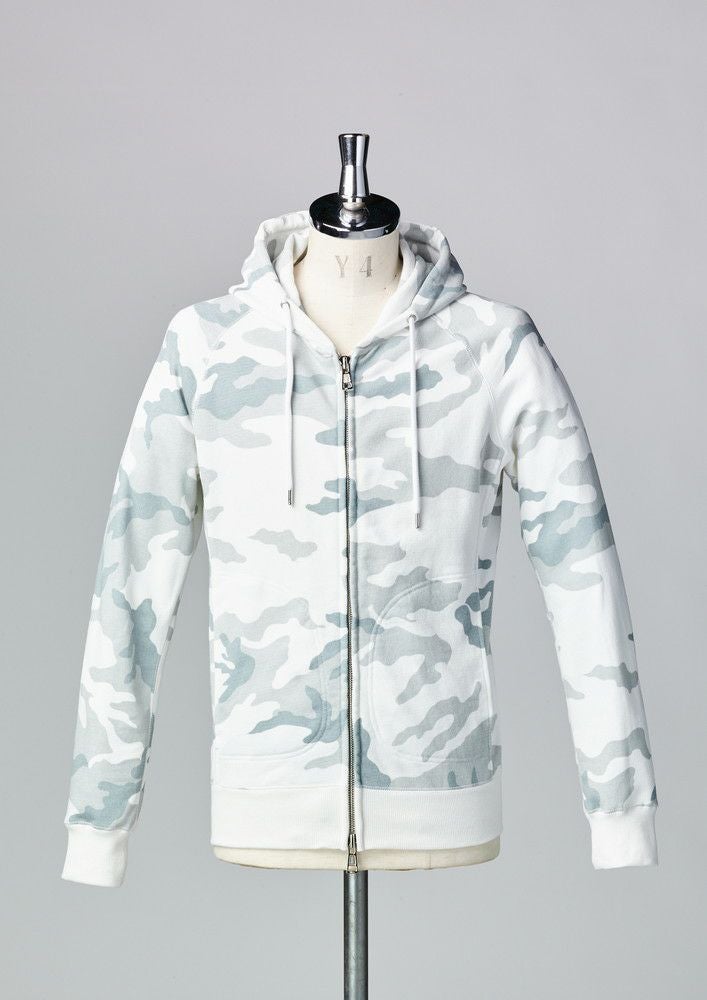 AKM ZIP PARKA CAMO パーカー AKM】KARAMI JERSEY BACK FABRIC RAGLAN ZIP PARKA -WHITE CAMO- | AKM