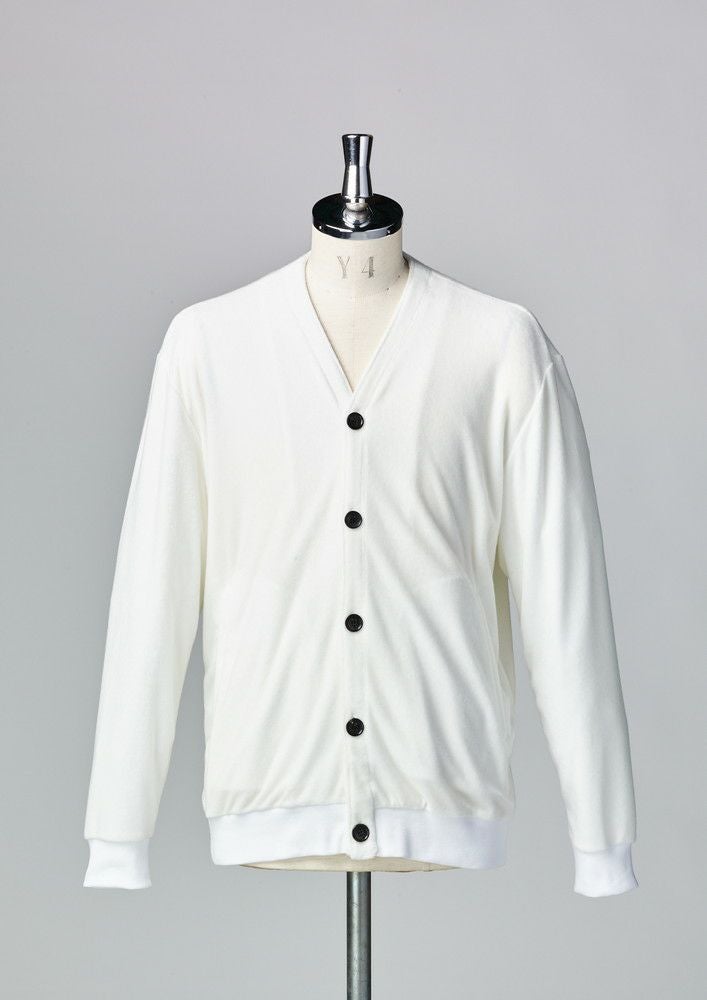 AKM】SILKY TENCEL PILE V CARDIGAN -WHITE- | AKM［エイケイエム