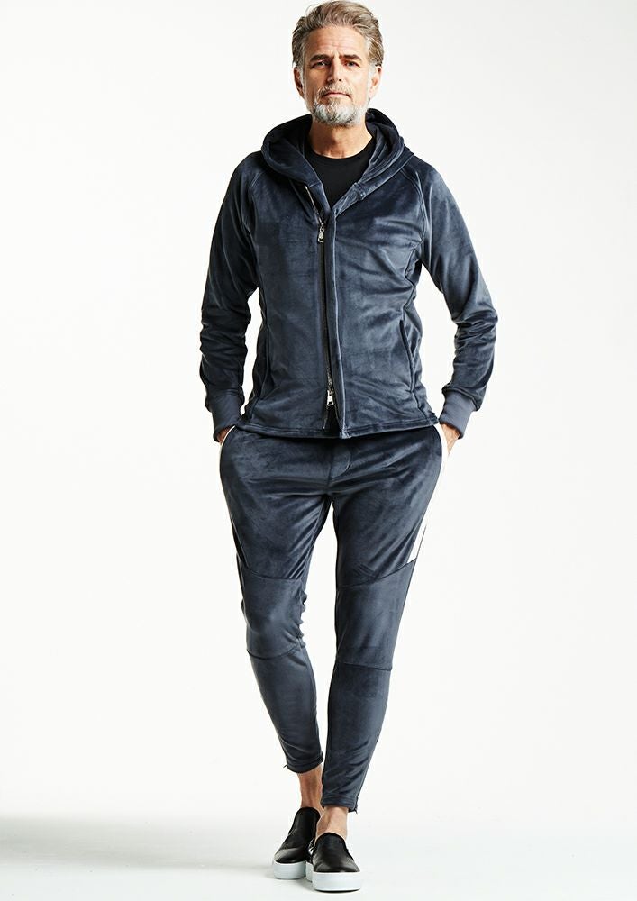 AKM】BOMBERHEAT VELOUR LIGHT SIDE LINE BIKER SKINNY -D.GRAY-