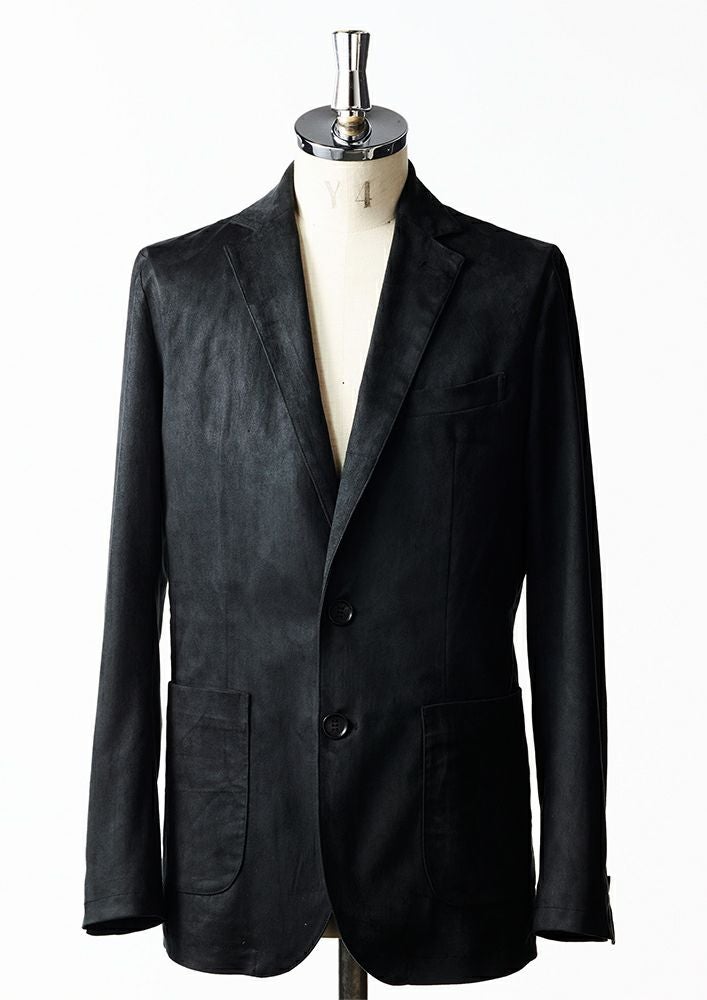 AKM】STRETCH ECO SUEDE SWING EASY JACKET -BLACK-