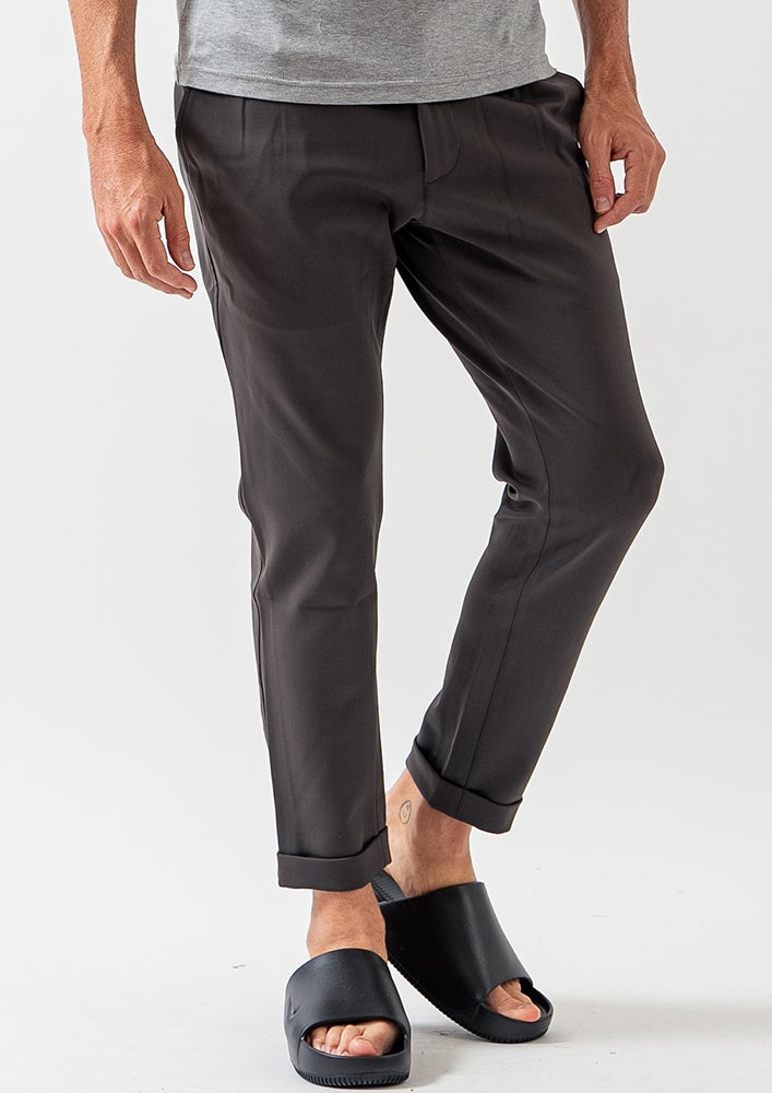 AKM】FULLDUL SPORTY CARDBOAD KNIT SWING EASY PANTS -D.GRAY-