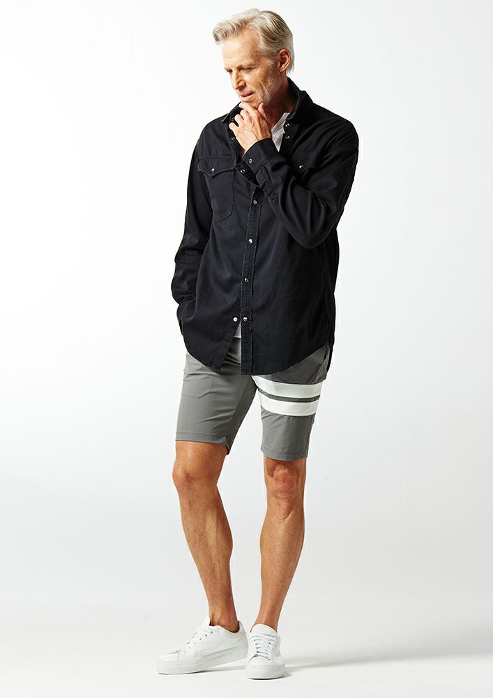 AKM】5.5oz DENIM DROP SHOULDER DENIM SHIRTS -BLACK ONE WASH-