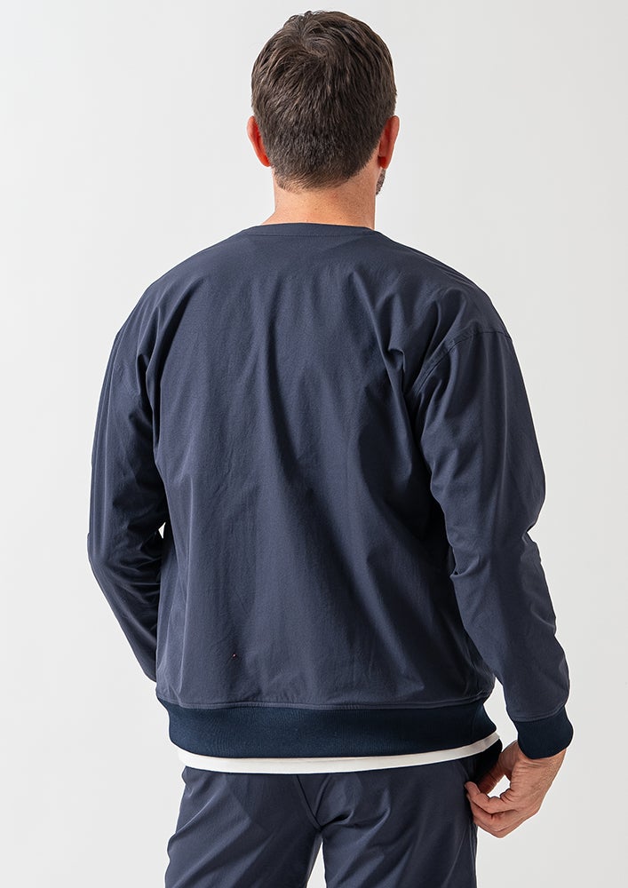 AKM】POLYESTER POPLIN DROP ZIP CARDIGAN -NAVY-