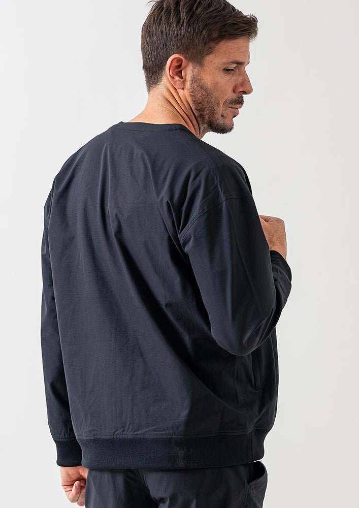 AKM】POLYESTER POPLIN DROP ZIP CARDIGAN -BLACK-