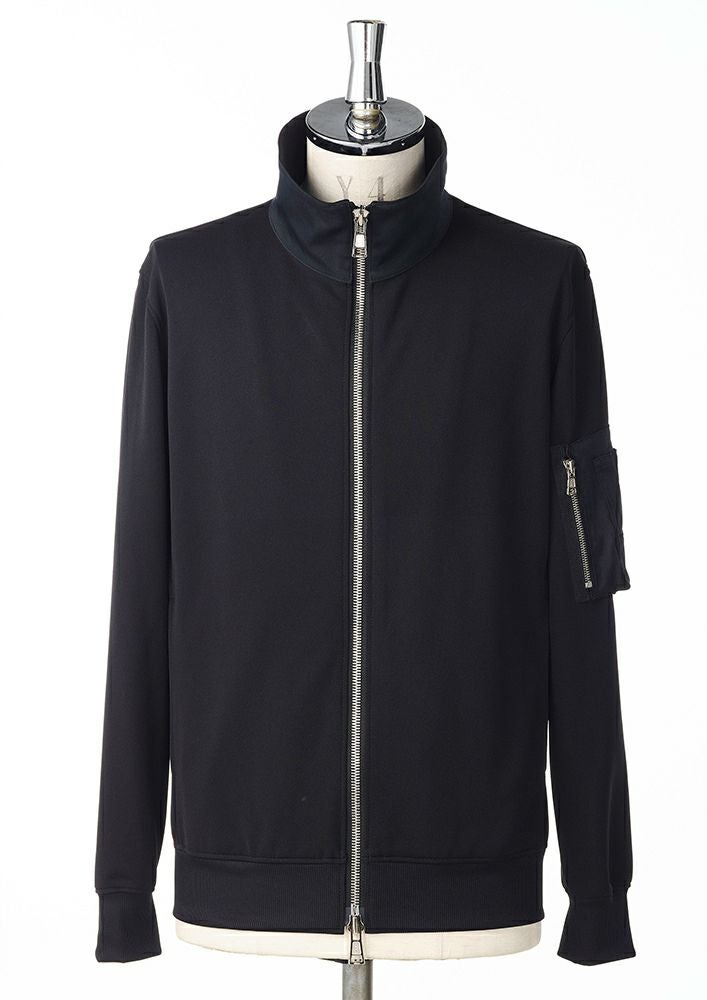 AKM】DRY SUITING JERSEY/STRETCH TAFFETA HYBRID NECK TRACK -BLACK-