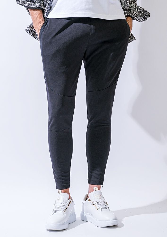 AKM】DRY SUITING JERSEY/STRETCH TAFFETA SIDE LINE BIKER SKINNY -BLACK-