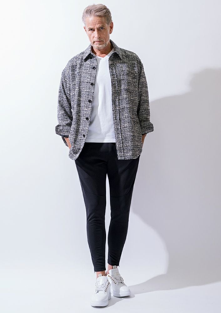 AKM】DRY SUITING JERSEY/STRETCH TAFFETA SIDE LINE BIKER SKINNY -BLACK-