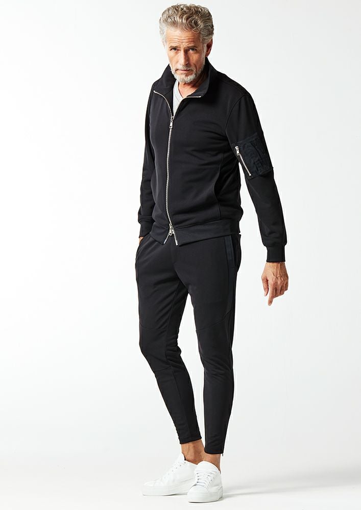 AKM】DRY SUITING JERSEY/STRETCH TAFFETA SIDE LINE BIKER SKINNY -BLACK-