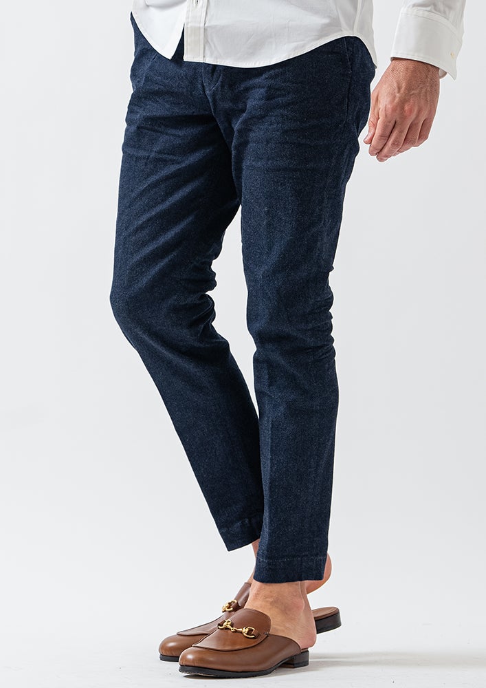 【未使用】AKM デニム スラックス パンツ センタープレス 濃紺 ネイビー AKM】 HIGH POWER STRETCH DENIM SLACKS -BLUE ONE WASH- | AKM