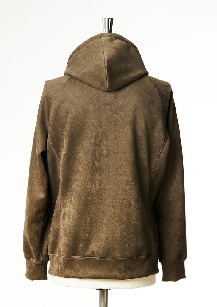 AKM】 MOCHI MOCHI SUEDE RAGLAN ZIP HOODED -KHAKI- | AKM