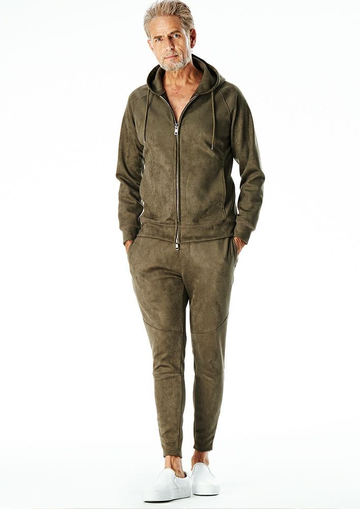 AKM】 MOCHI MOCHI SUEDE RAGLAN ZIP HOODED -KHAKI- | AKM