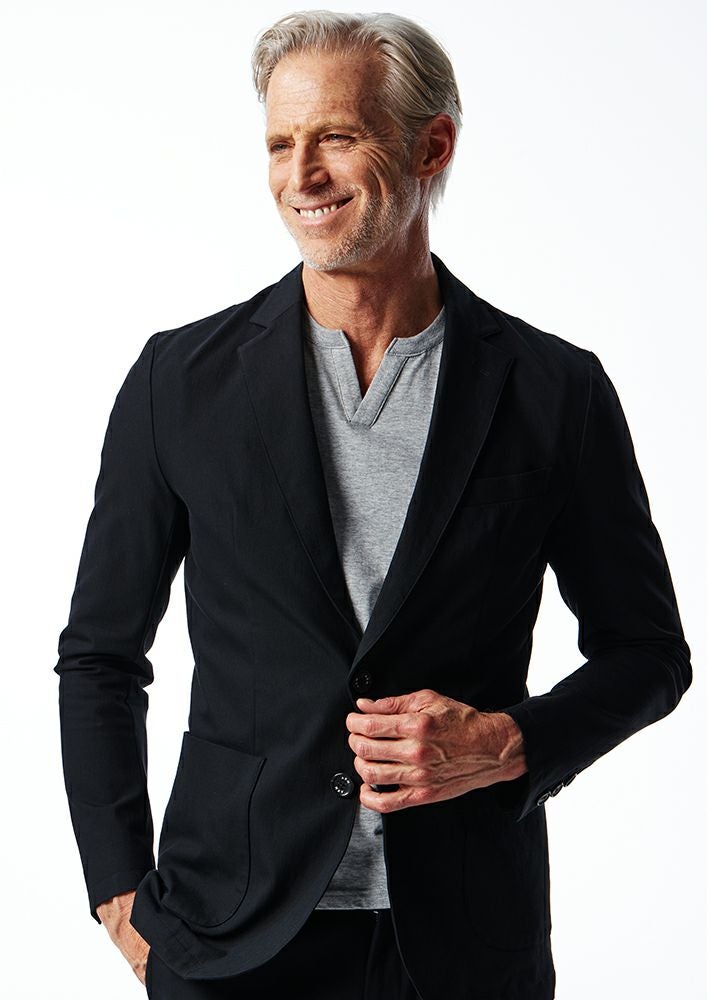 AKM】COTTON NYLON 2WAY TWILL SWING EASY JACKET -BLACK-