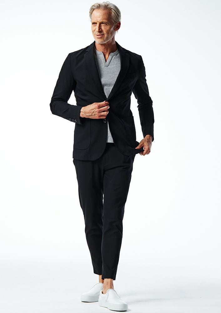 AKM】COTTON NYLON 2WAY TWILL SWING EASY JACKET -BLACK-