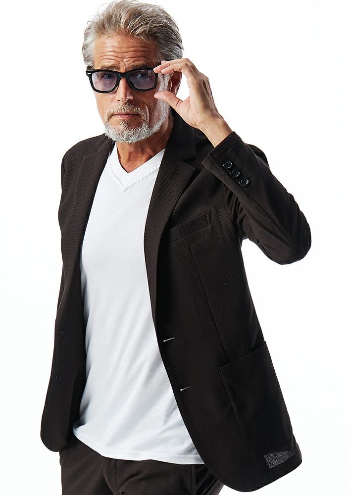 AKM】CALCULO BIRDS EYE JERSEY SWING EASY JACKET -NAVY-