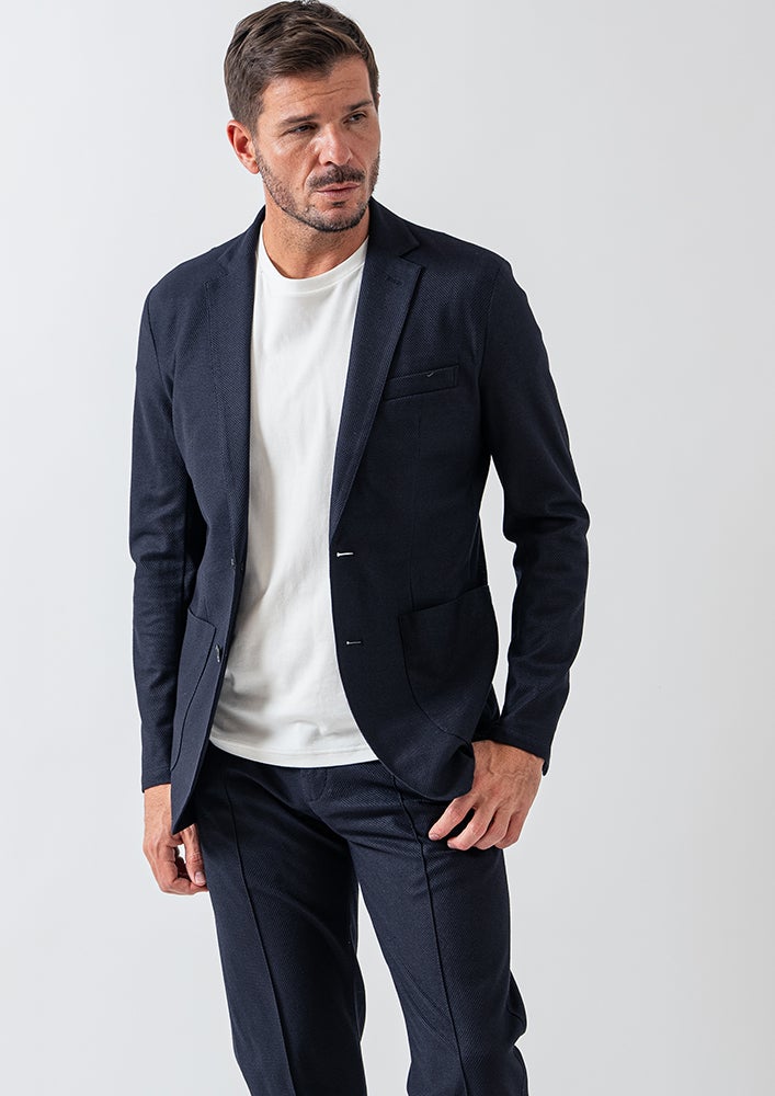 AKM】CALCULO BIRDS EYE JERSEY SWING EASY JACKET -NAVY-