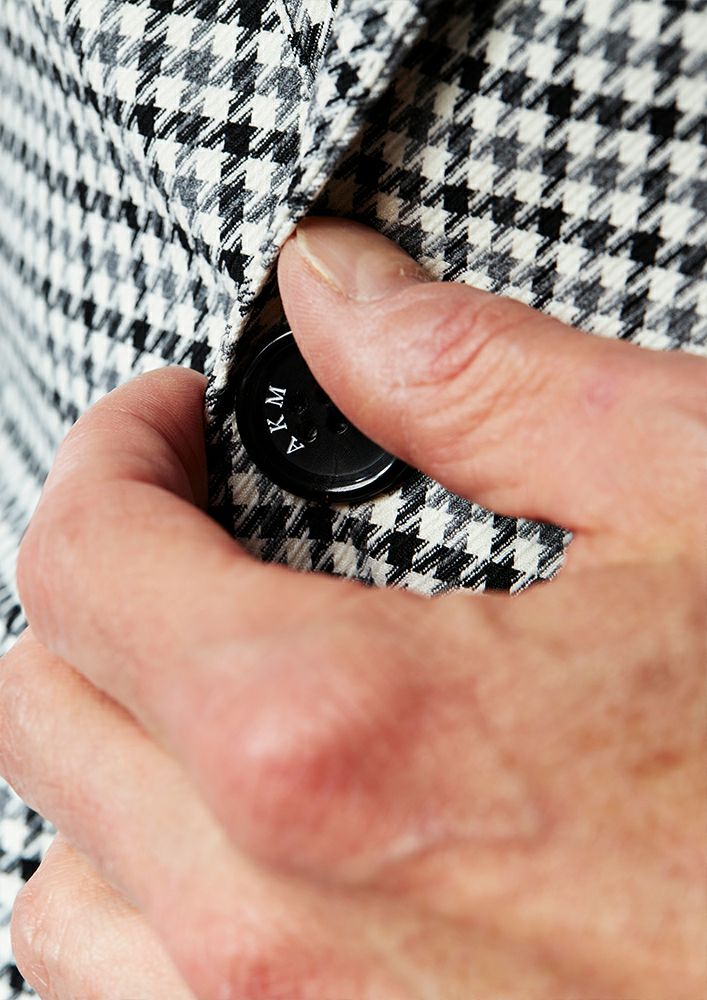 AKM】TR DOBBY STRETCH【HOUND TOOTH】 SWING EASY JACKET -BLACK-