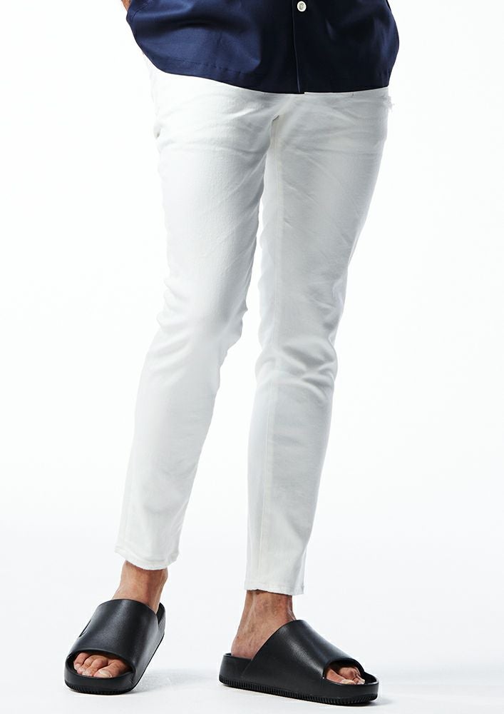 AKM】HIGH STRETCH DENIM 5POCKET SKINNY -WHITE HARD USED-