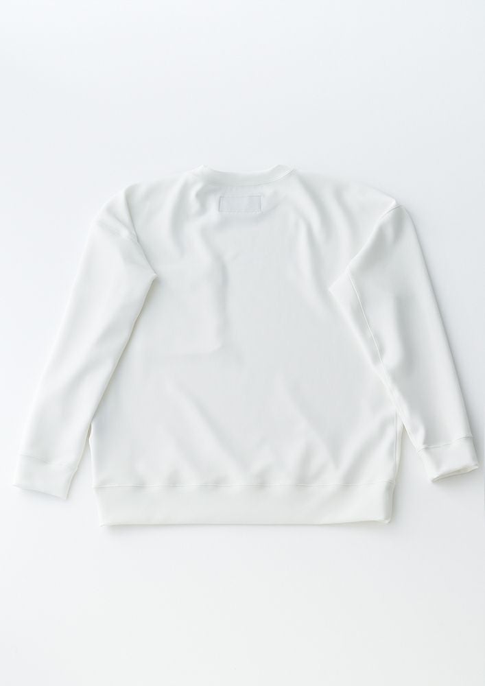 AKM】AQUA SUITING JERSEY DROP SHOULDER CREW -WHITE-