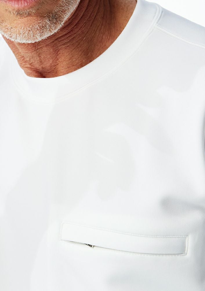 AKM】AQUA SUITING JERSEY DROP SHOULDER CREW -WHITE-