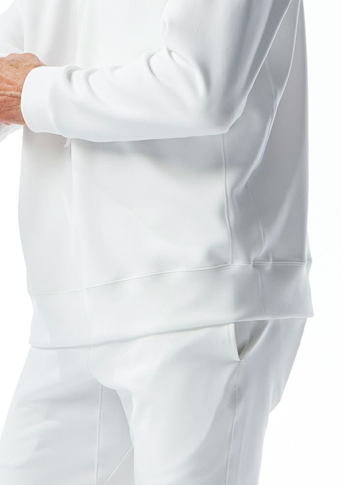 AKM】AQUA SUITING JERSEY DROP SHOULDER CREW -WHITE-