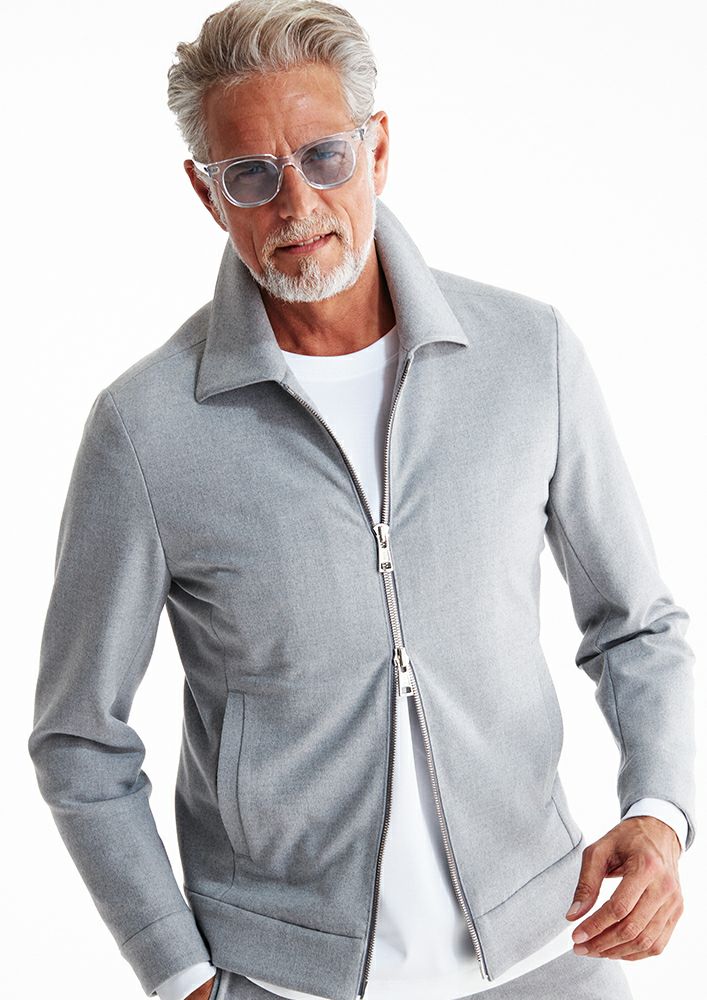 AKM】HEAT EFFECT STRETCH ZIP SHIRT JKT -L.GRAY-