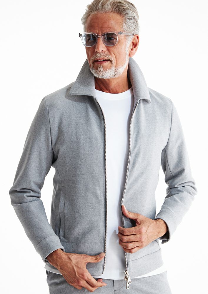 AKM】HEAT EFFECT STRETCH ZIP SHIRT JKT -L.GRAY-