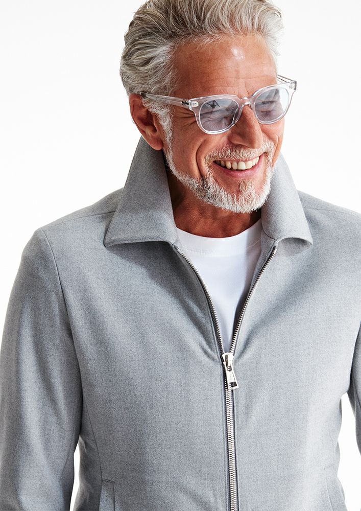 AKM】HEAT EFFECT STRETCH ZIP SHIRT JKT -L.GRAY-
