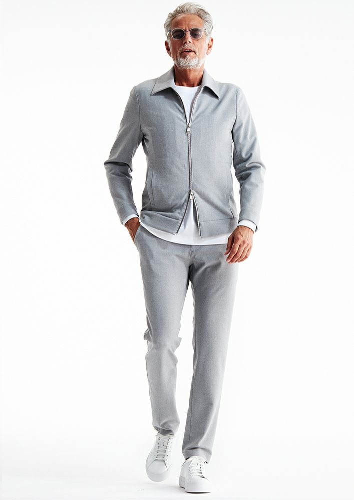 AKM】HEAT EFFECT STRETCH ZIP SHIRT JKT -L.GRAY-