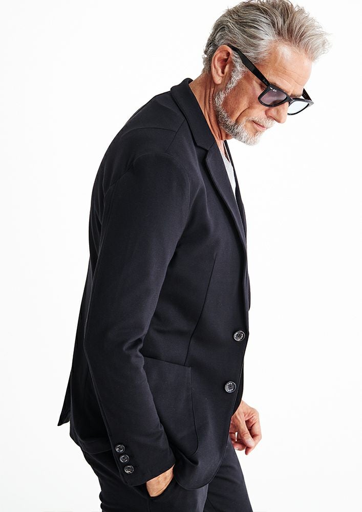 AKM】DUAL WARM BARE PONTI SWING EASY JACKET -BLACK-