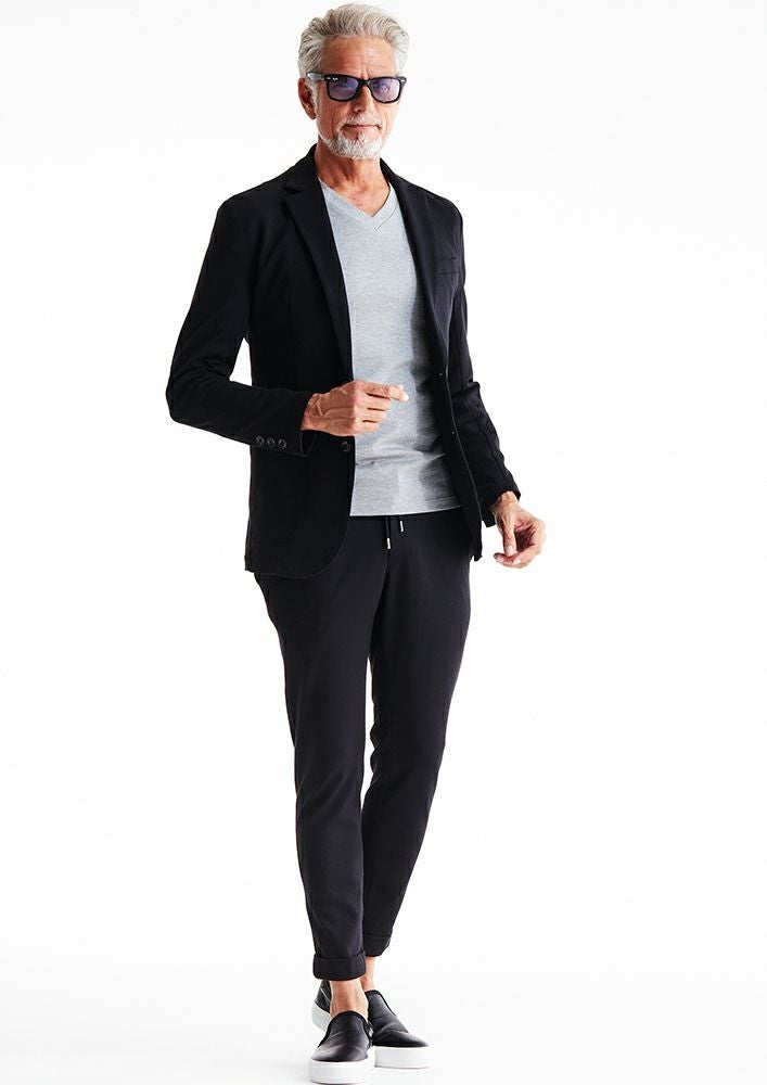 AKM】DUAL WARM BARE PONTI SWING EASY JACKET -BLACK-