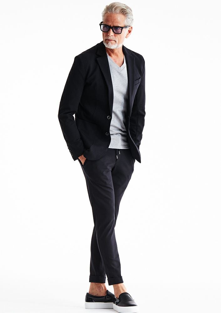 AKM】DUAL WARM BARE PONTI SWING EASY JACKET -BLACK-