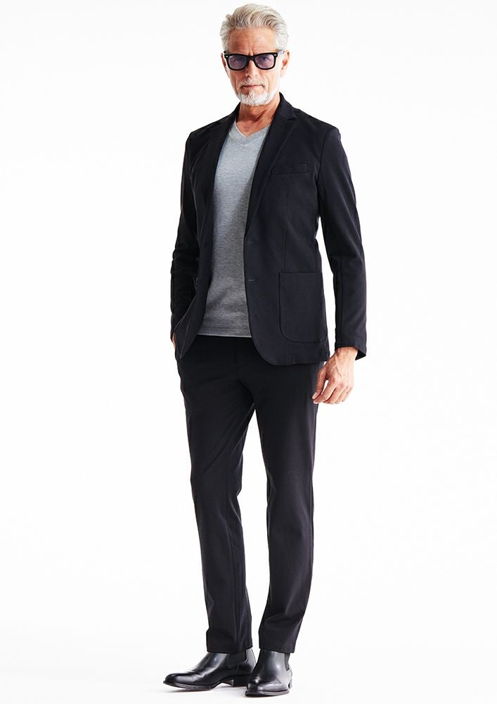 AKM】DUAL WARM BARE PONTI SWING EASY JACKET -BLACK-