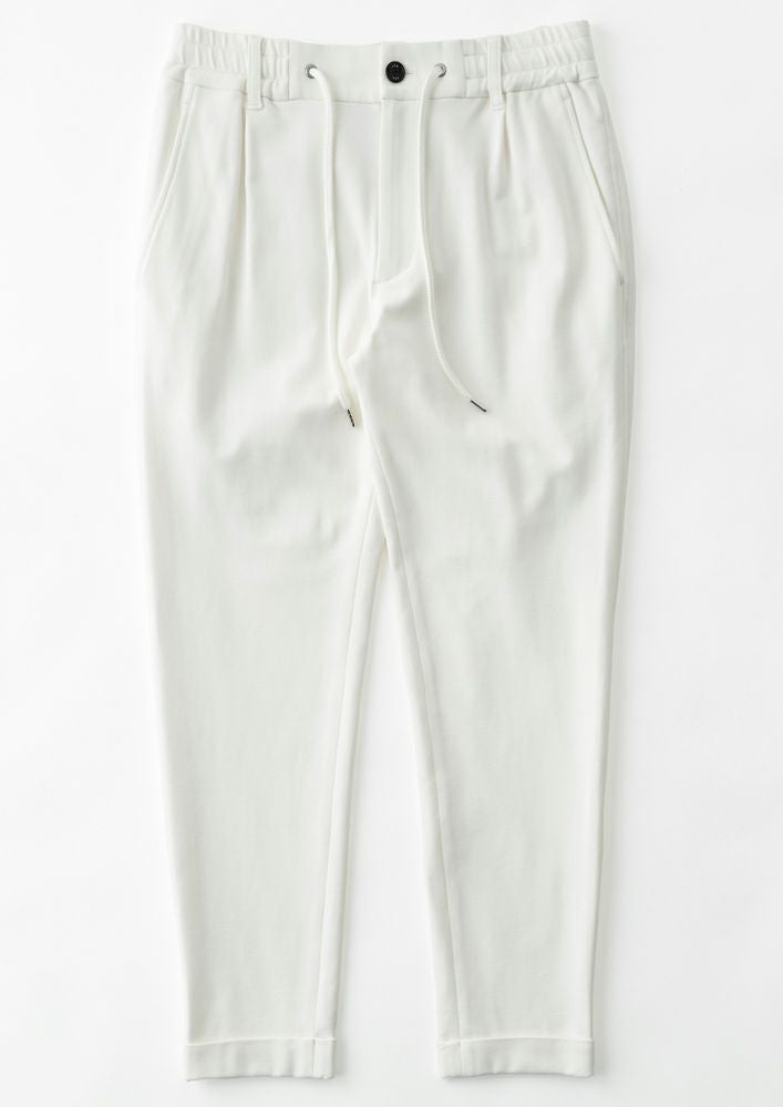 AKM】DUAL WARM BARE PONTI SWING EASY DOUBLE PANTS -WHITE-
