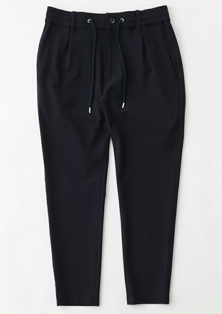 AKM】SOFT THERMO STRETCH HERRING BONE SWING EASY SINGLE PANTS -NAVY-
