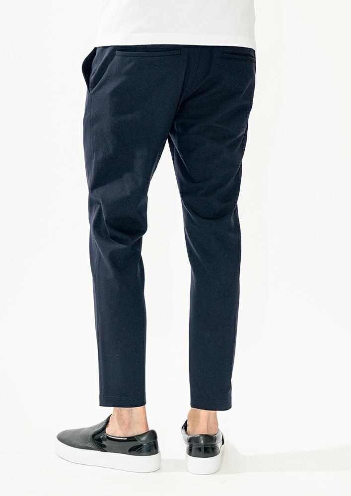 AKM】SOFT THERMO STRETCH HERRING BONE SWING EASY SINGLE PANTS -NAVY-