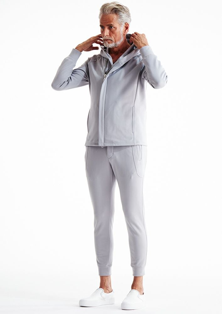 AKM】TEXBRID HIGH-GAGE JERSEY SOLID WRAP HOODED -GRAY-