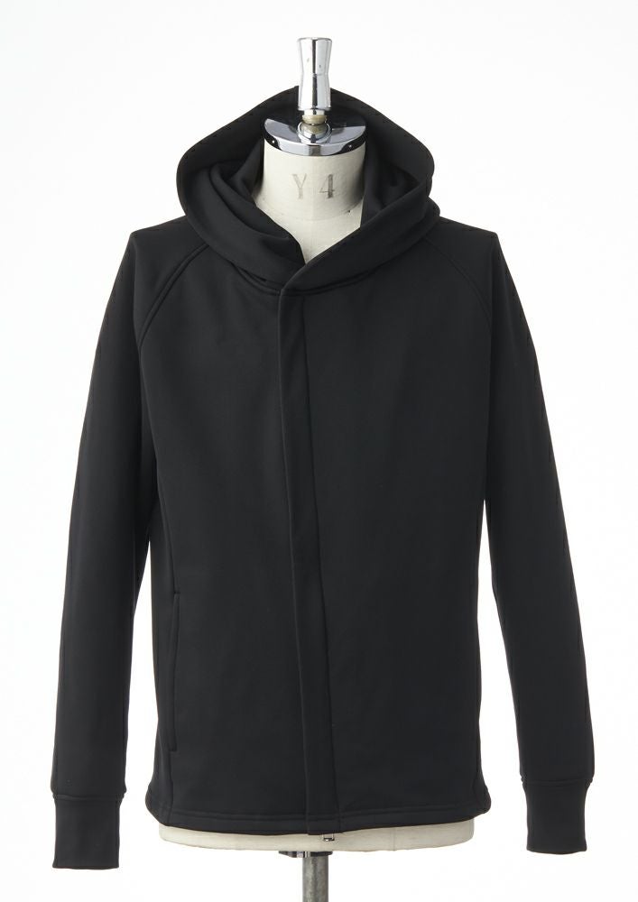 AKM】TEXBRID HIGH-GAGE JERSEY SOLID WRAP HOODED -BLACK-