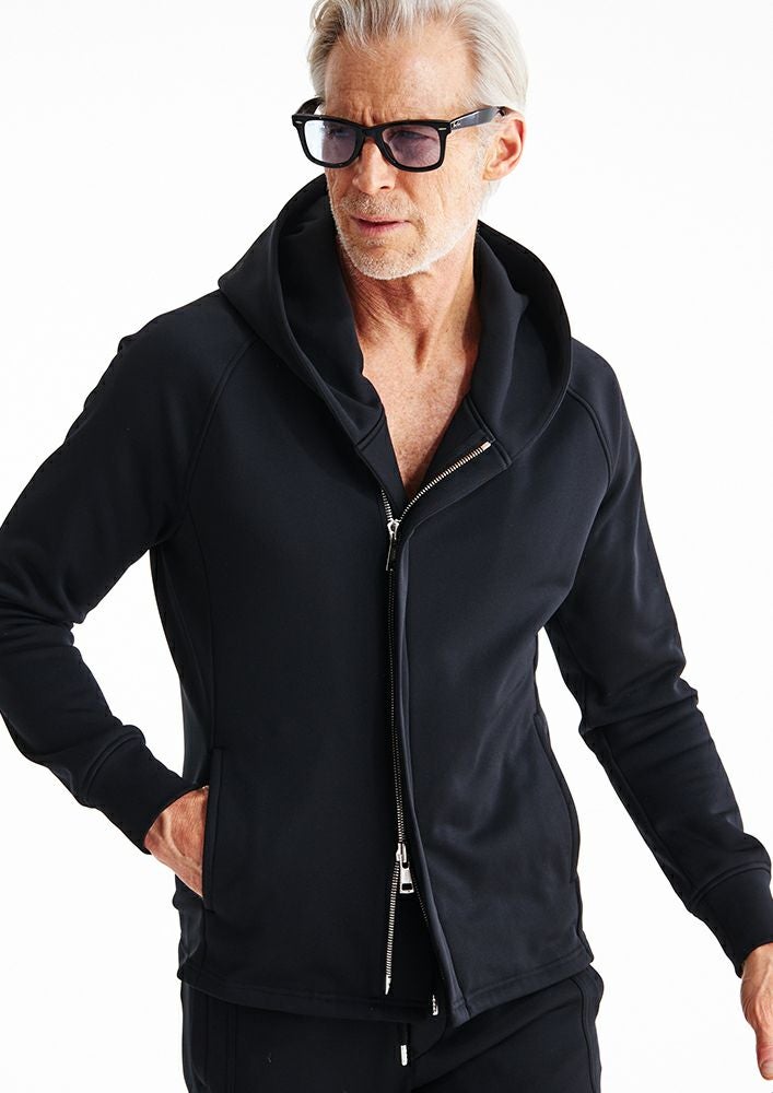 AKM】TEXBRID HIGH-GAGE JERSEY SOLID WRAP HOODED -BLACK- AKM】TEXBRID HIGH-GAGE JERSEY SOLID WRAP HOODED -BLACK-