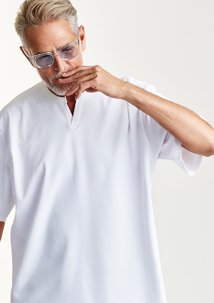 AKM】FULLDUL TORICOT S/S KEY NECK -WHITE- | AKM ONLINE STORE