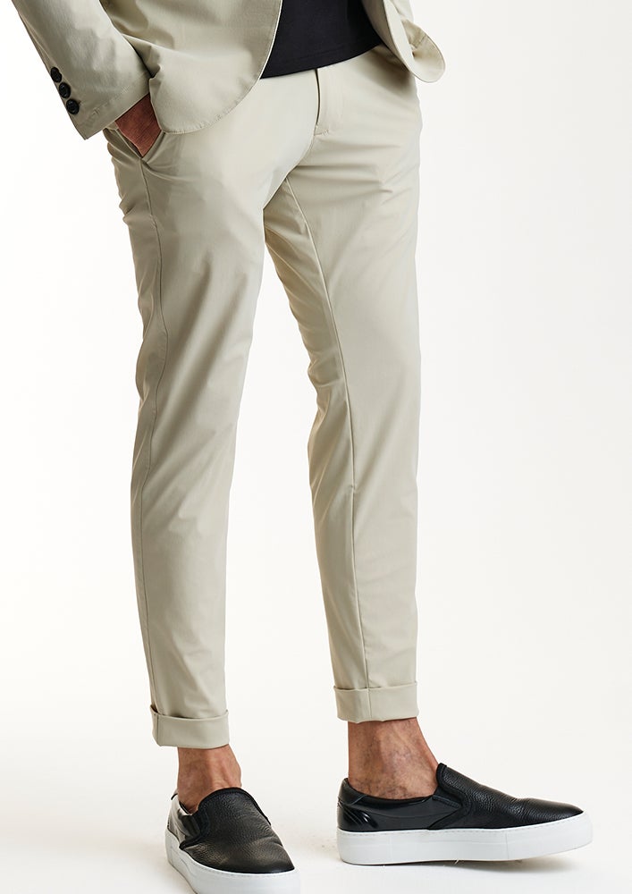 AKM】TM ICE STRETCH SWING EASY PANTS - TURN-UP HEM -BEIGE- | AKM