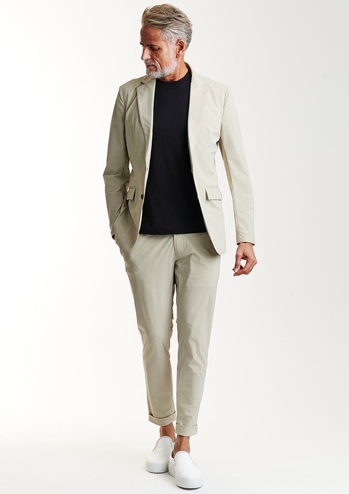 AKM】TM ICE STRETCH SWING EASY PANTS - TURN-UP HEM -BEIGE- | AKM