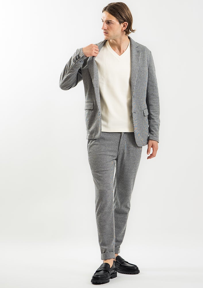 AKM+】MICRO HOUNDSTOOTH SWING EASY JACKET -WHITE- | AKM